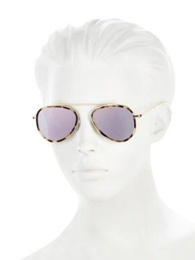 Shop Illesteva Dorchester Ace 52mm Aviator Sunglasses In White Tortoise