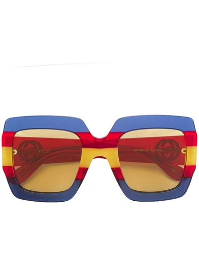 Shop Gucci Eyewear Square Frame Sunglasses - Blue