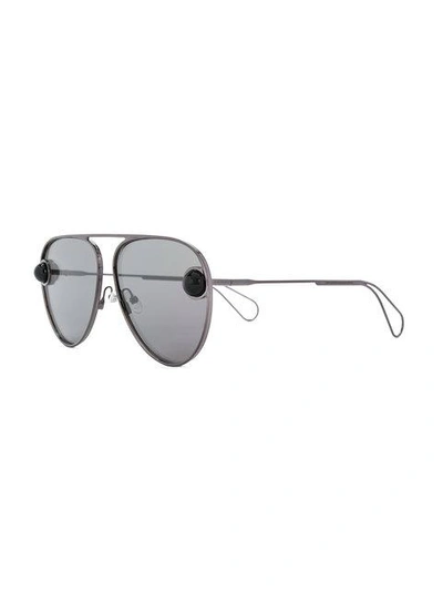 Shop Christopher Kane Eyewear Aviator Sunglasses - Metallic