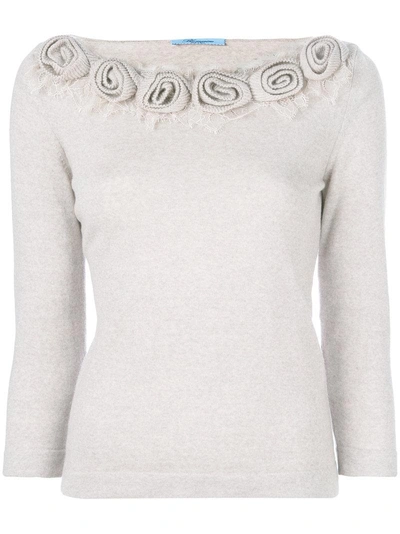 Shop Blumarine Floral Knitted Top
