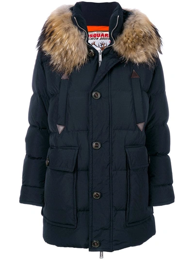 Shop Dsquared2 Raccoon Fur Hooded Coat