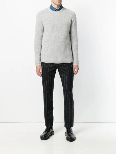 Shop Theory Striped Zaine Trousers In Blue