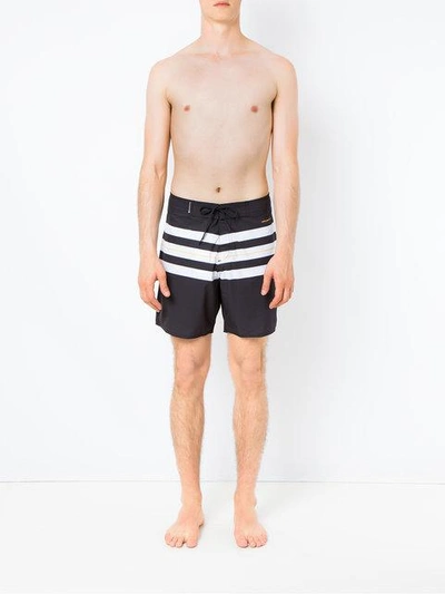 Shop Osklen Striped Swim Trunks In Black