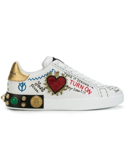 Shop Dolce & Gabbana Appliqué And Print Detailed Sneakers