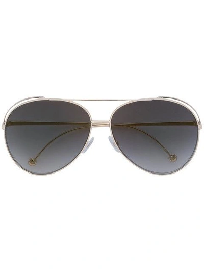 Shop Fendi Run Away Aviator Sunglasses In Metallic