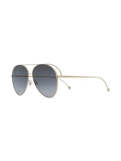 Shop Fendi Run Away Aviator Sunglasses In Metallic