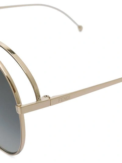 Shop Fendi Run Away Aviator Sunglasses In Metallic