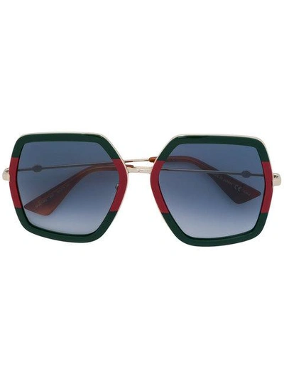 Shop Gucci Eyewear Oversized Sunglasses - Green