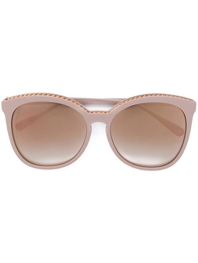 Shop Stella Mccartney Chain Trim Sunglasses In Neutrals