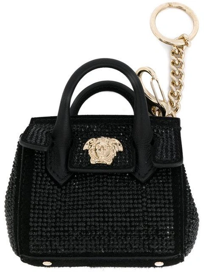 Shop Versace Medusa Tote Keyring - Black