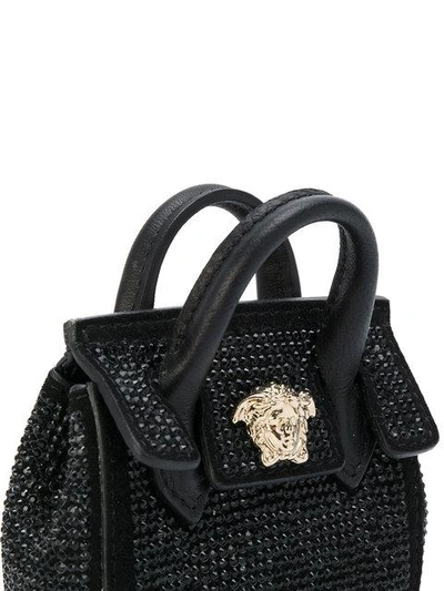 Shop Versace Medusa Tote Keyring - Black