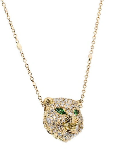 Shop Gucci 18kt Gold Cat Le Marché Des Merveilles Necklace In Metallic