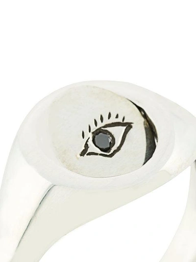 Shop Henson Engraved Eye Flip Signet Ring In Silver