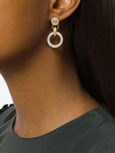 Shop Versace Crystal-embellished Medusa Earrings - Metallic