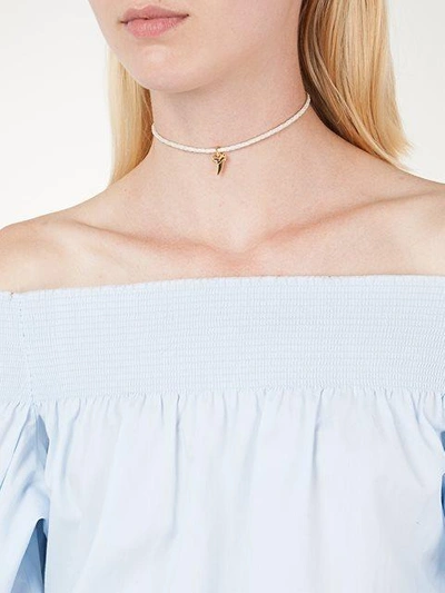 Shop Nialaya Jewelry Shark Tooth Charm Choker Necklace In White