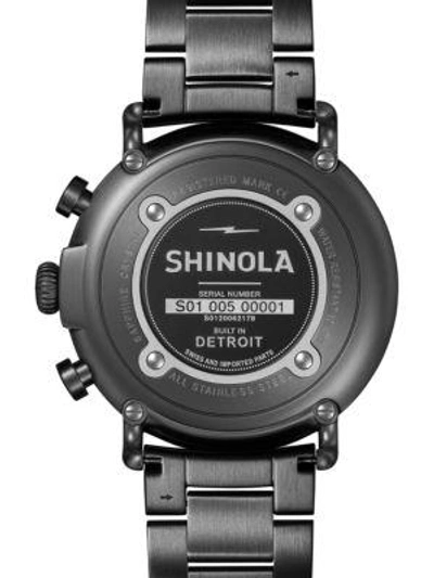 Shop Shinola Stainless Steel Runwell Strap Chronograph Watch In Charcoal