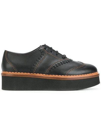 Shop Tod's Flatform Wingtip Shoes In Black