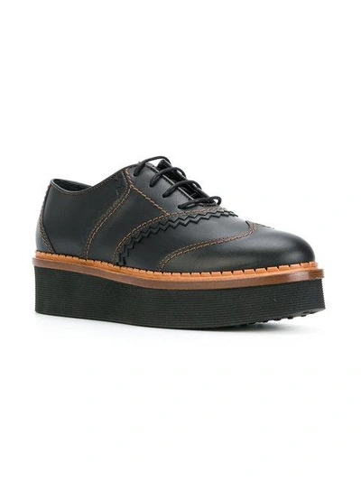 Shop Tod's Flatform Wingtip Shoes In Black