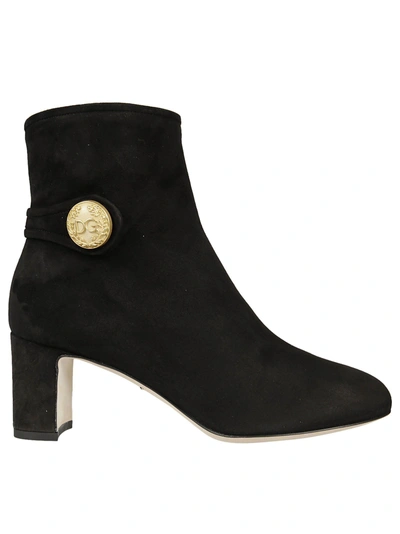 Shop Dolce & Gabbana Button Logo Ankle Boots