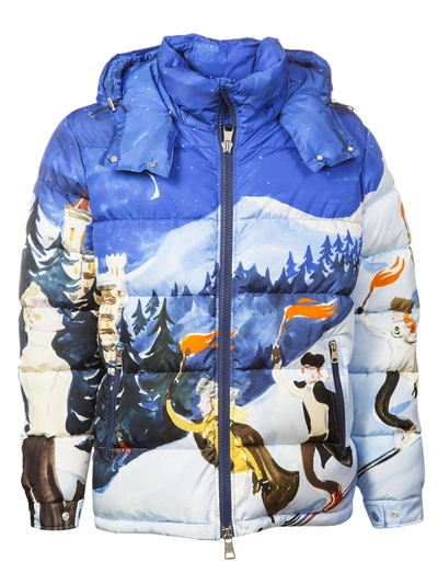 Moncler Brethil Ski Scene-print Quilted-down Jacket In Multicolor | ModeSens