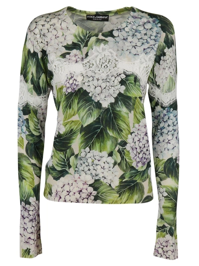 Shop Dolce & Gabbana Hydrangea Print Cardigan In Ortensia Fondo Panna