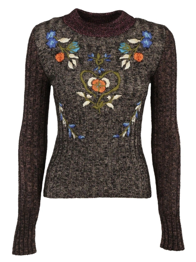 Shop Red Valentino Embroidered Sweater In Antico