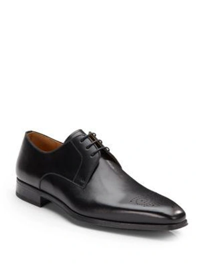 Shop Saks Fifth Avenue Leather Square Toe Lace-ups In Black