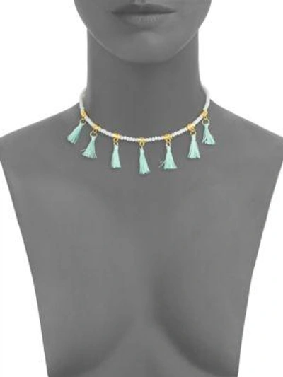 Shop Elise M. Glass And Fabric Choker In Clear