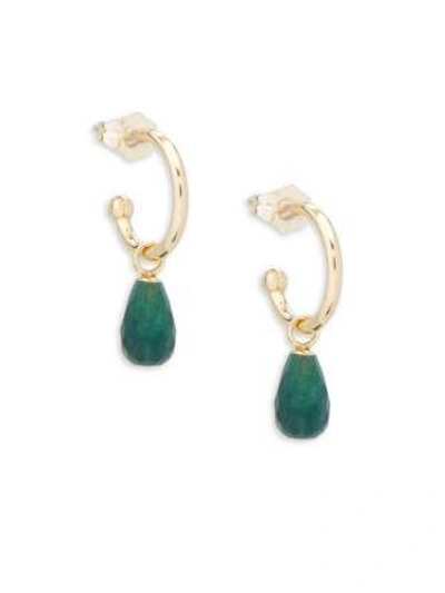 Shop Saks Fifth Avenue Emerald And 14k Gold Drop Earrings