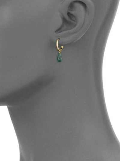 Shop Saks Fifth Avenue Emerald And 14k Gold Drop Earrings