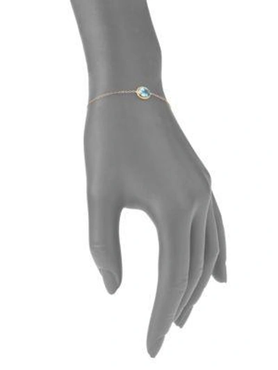 Shop Saks Fifth Avenue Women's 14k Yellow Gold & Blue Topaz Bracelet