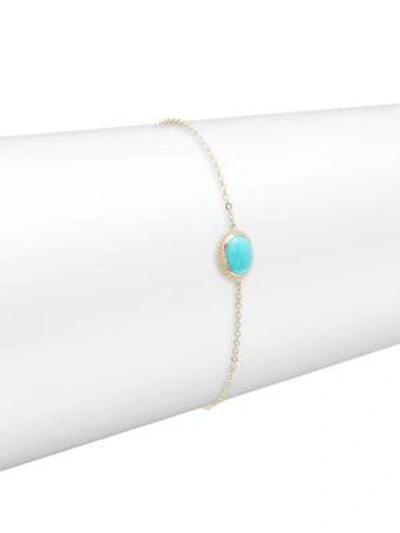 Shop Saks Fifth Avenue Women's Turquoise And 14k Yellow Gold Chain Bracelet