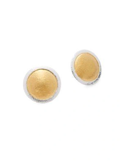 Shop Gurhan 24k Yellow Gold-plated Button Earrings In Silver