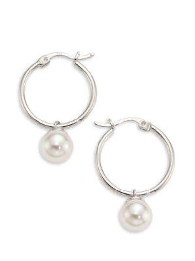 Shop Majorica Lucy 8mm Organic Pearl Hoop Earrings/1" In White