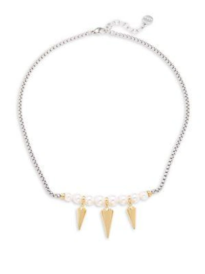 Shop Majorica 6/7/8mm White Organic Pearl & Spike Necklace