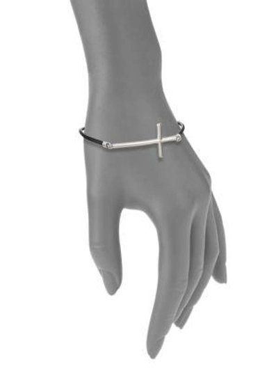 Shop Saks Fifth Avenue Women's Sterling Silver & Leather Cross Bracelet