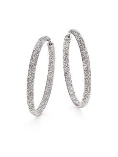 Shop Adriana Orsini Pavé Silverplated Inside-outside Hoop Earrings/1.75"