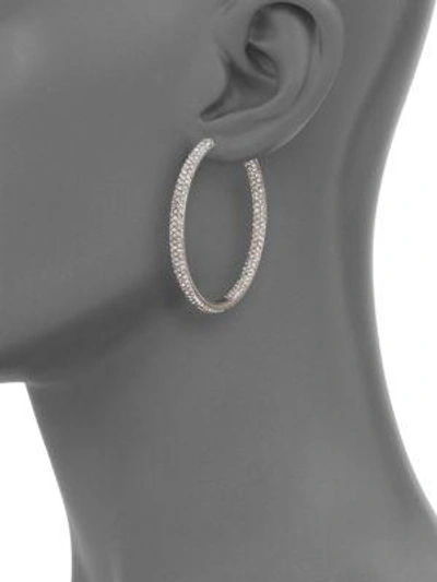 Shop Adriana Orsini Pavé Silverplated Inside-outside Hoop Earrings/1.75"