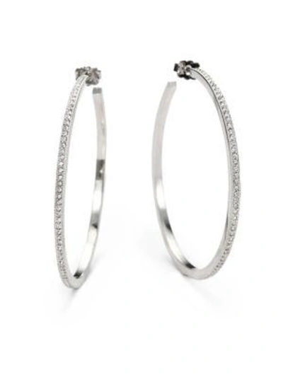 Shop Adriana Orsini Pavé Hoop Earrings/2" In Silver