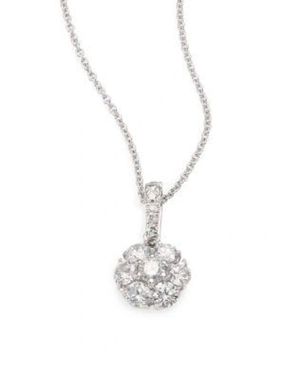 Shop Saks Fifth Avenue Women's 0.70 Tcw Certified Diamond & 18k White Gold Flower Pendant Necklace