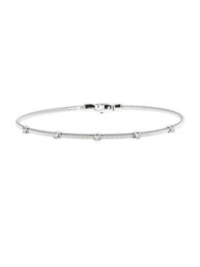 Shop Saks Fifth Avenue Women's Certified Diamonds And 14k White Wire Bracelet In White Gold