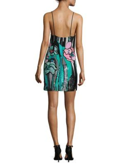 Shop Roberta Einer Embellished Silk Slip Dress In Blue Multi