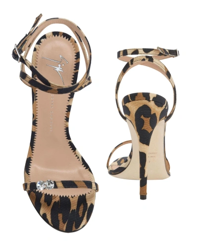 Shop Giuseppe Zanotti Alien Crystal-detailed Leopard Sandals