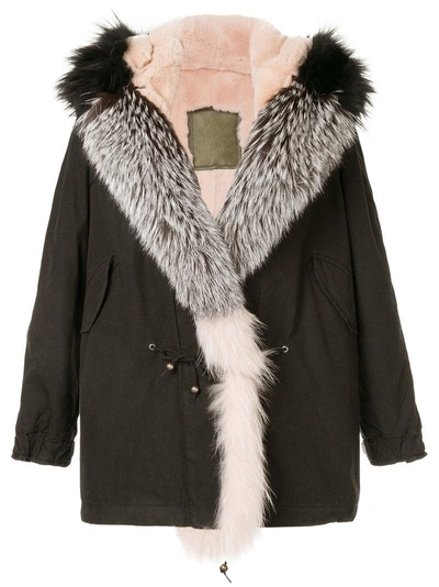 Shop Mr & Mrs Italy Bicolour Fox Fur Parka Coat