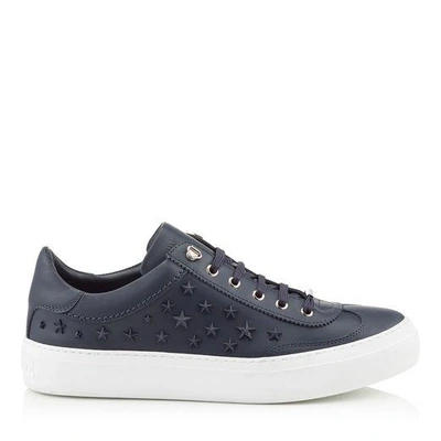 Shop Jimmy Choo Ace Navy Sport Calf Leather Low Top Trainers With Mixed Stars