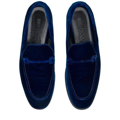 Shop Jimmy Choo Marti Navy Velvet Loafers