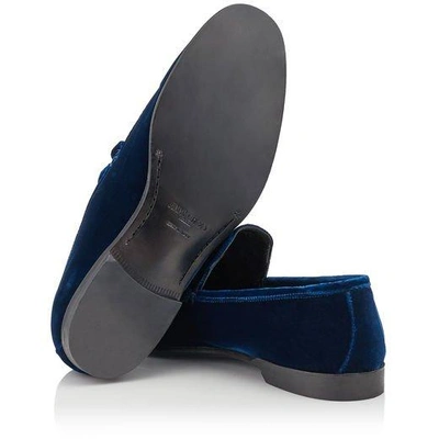 Shop Jimmy Choo Marti Navy Velvet Loafers