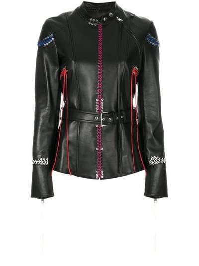 Shop Alexander Mcqueen Whip-stitched Leather Jacket In Black