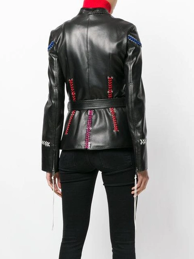 Shop Alexander Mcqueen Whip-stitched Leather Jacket In Black