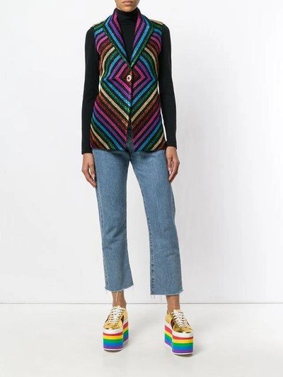 Shop Gucci Rainbow Waistcoat In Multicolour